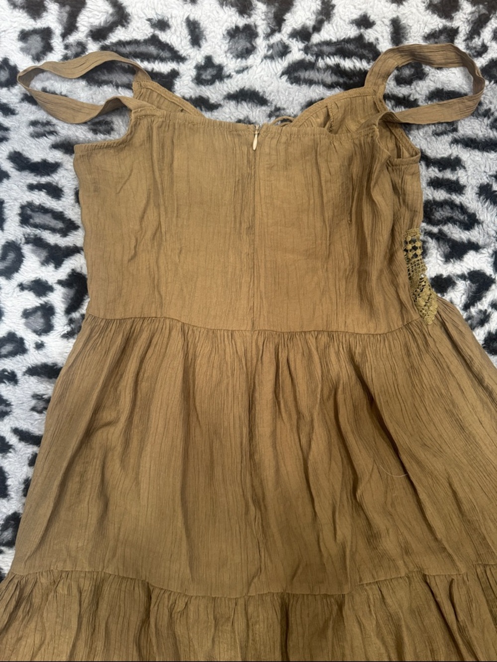 Cider Dark Olive Maxi Dress with Textured Crochet Trim - Picture 7 of 7